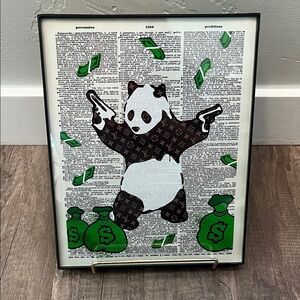 LV Panda Pop Art Print 🐼💵 | 8x10 Framed Wall Decor